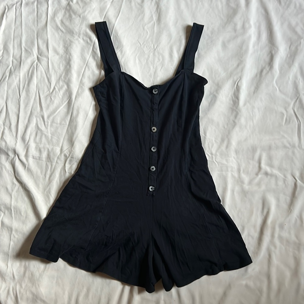 Black Buttoned Romper